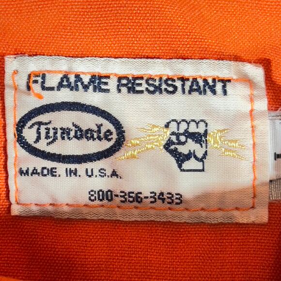 Tyndale FR Full Zip / Snap Cover Shirt Men L Safety Orange Union Made USA Smock - Picture 2 of 14